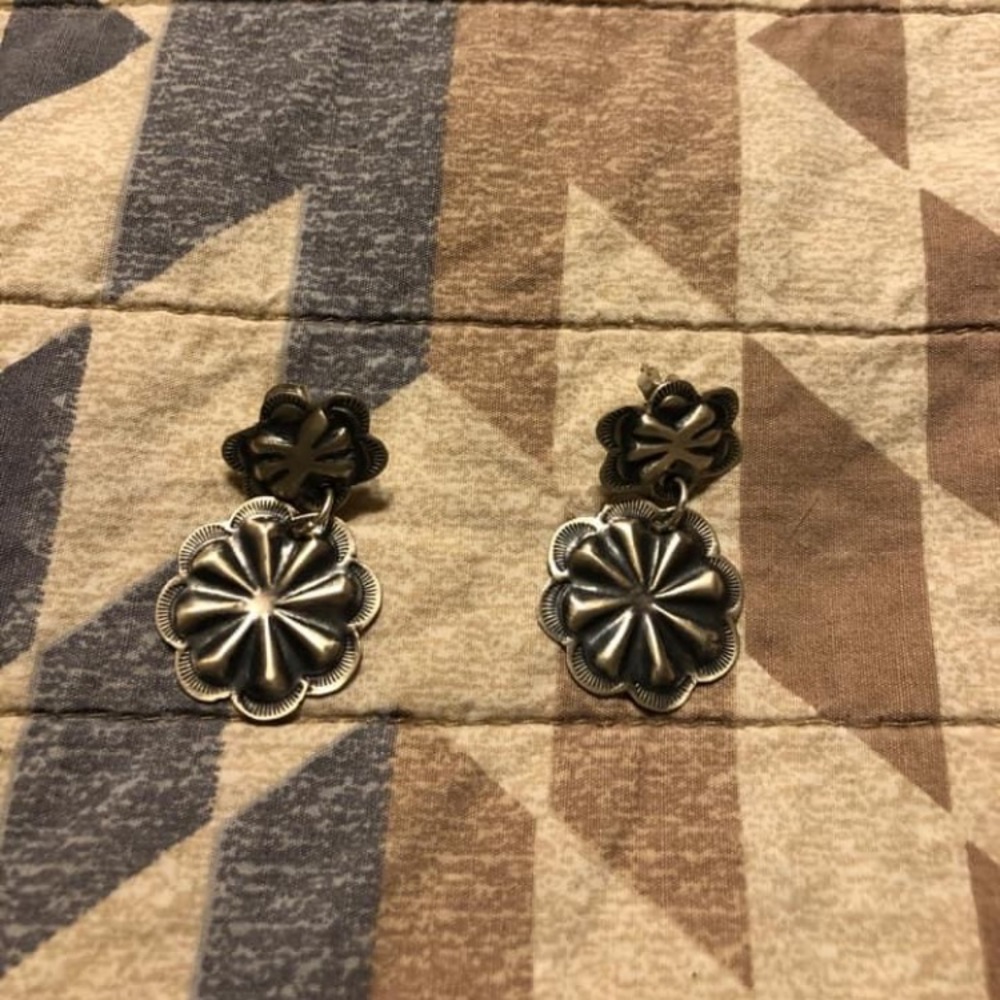 Sterling silver concho earrings